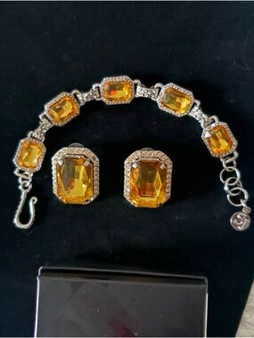 Sassy Jones Yellow Crystal Bracelet and Earrings Set